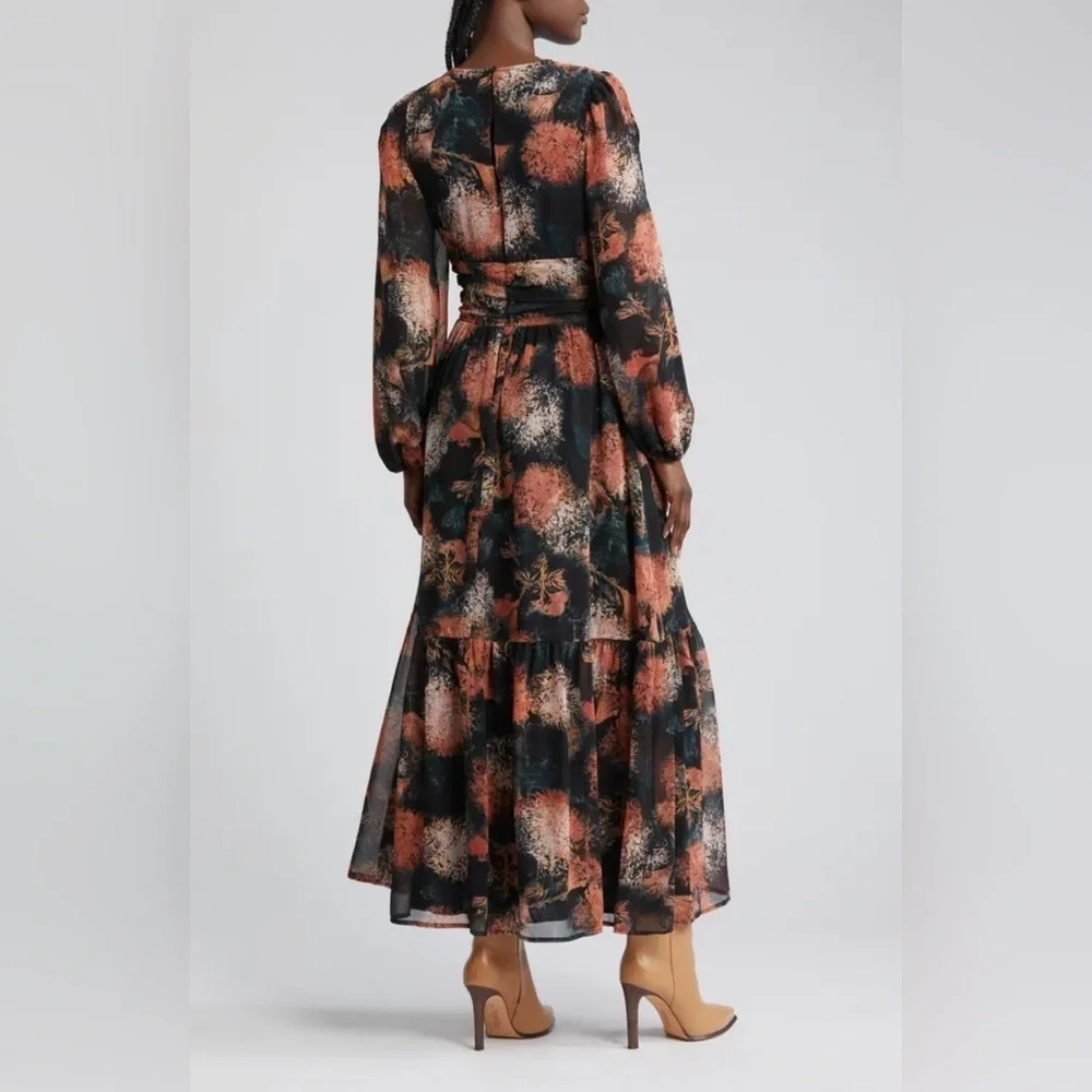Chelsea28 Split Long Sleeve Tiered Dress Size S